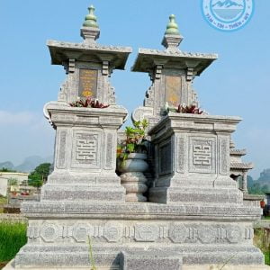 Mộ đá đôi một mái bạt băm cao cấp phong cách mới 3 Mộ đá một mái