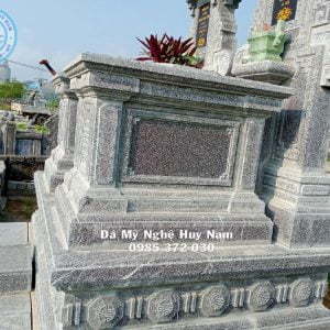 Mộ đá đôi một mái bạt băm cao cấp phong cách mới 2 mộ đá 1 mái