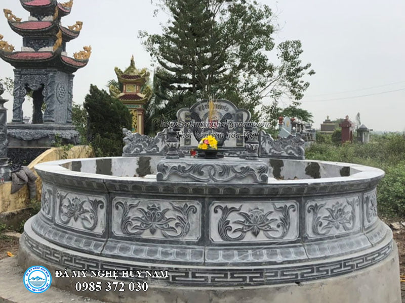 Tổng hợp Mẫu Mộ đá không mái đẹp nhất mà khách hàng nên chọn trong năm 2021 8 Mẫu mộ tròn đá đẹp to có chỗ để bát hương phía trước, mộ đá tròn, mộ tròn,mộ tổ