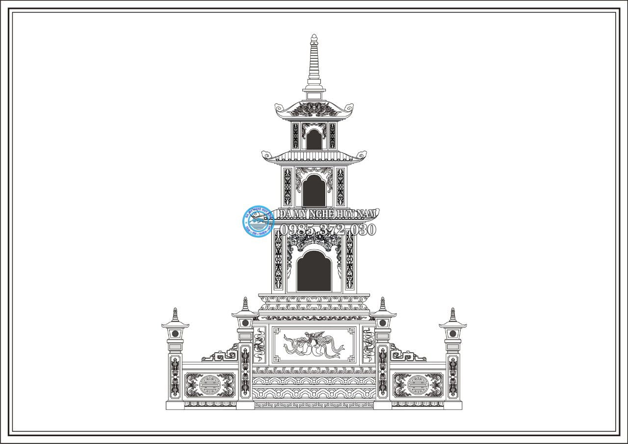 Công trình Lắp đặt bảo tháp đá ĐẸP tại chùa Phước Hội Tự - Hà Tĩnh năm 2019 4 bản vẽ tháp đá tam bảo
