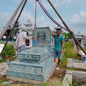 Lắp đặt mộ đá xanh rêu cao cấp tại Quỳnh Hoàng – Quỳnh Phụ – Thái Bình 13 Hình ảnh lắp đặt mộ đá xanh rêu đẹp tại Quỳnh Phụ - Thái Bình