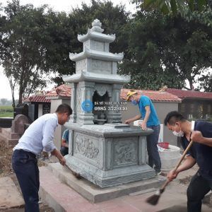 Mộ 3 mái đá xanh rêu cao cấp tại Hưng Yên 2020 Mộ 3 mái đá xanh rêu cao cấp tại Hưng Yên 2020