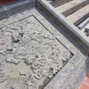 Mẫu chiếu rồng đá chạm tứ linh đẹp cho nhà thờ họ, CRĐ-003 Mẫu chiếu rồng đá chạm tứ linh đẹp cho nhà thờ họ, CRĐ-003