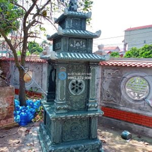 Lăng thờ đá xanh rêu cao cấp tại Yên Mỹ - Hưng Yên 5 Tổng thể lăng đá thờ thiên tại nhà thờ họ Nguyễn Quý - Yên Mỹ - Hưng Yên