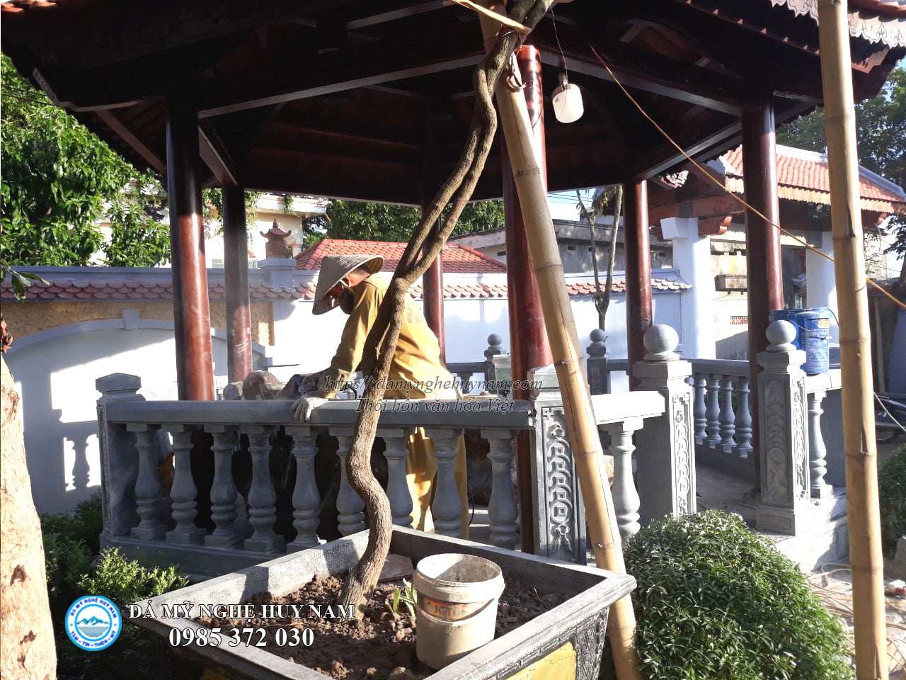 Điểm danh 1 số hạng mục đá quan trọng trong xây dựng nhà thờ họ 22 Lan can con tiện cho Lầu lục giác, Lan can đá, lan can con tiện đá, Nhà thờ họ, nhà thờ gia tiên