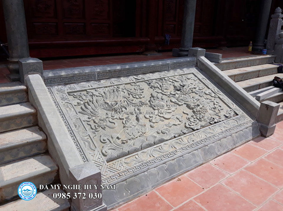 Điểm danh 1 số hạng mục đá quan trọng trong xây dựng nhà thờ họ 15 Nhà thờ Họ tại Thanh Hóa, Mẫu chiếu rồng đá chạm tứ linh đẹp, Mẫu chiếu rồng đá nhà thờ họ