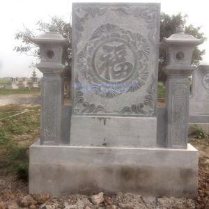 Mộ đá 1 mái MĐ-072 5 Mặt sau mộ một mái đá