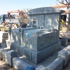 Mộ Đá Đôi đá xanh rêu MĐ-062 3 Mẫu mộ đá đôi. mộ đôi đá, mộ đá xanh rêu