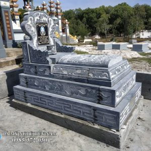 Mộ lục giác đá hai đao mây MĐ-091