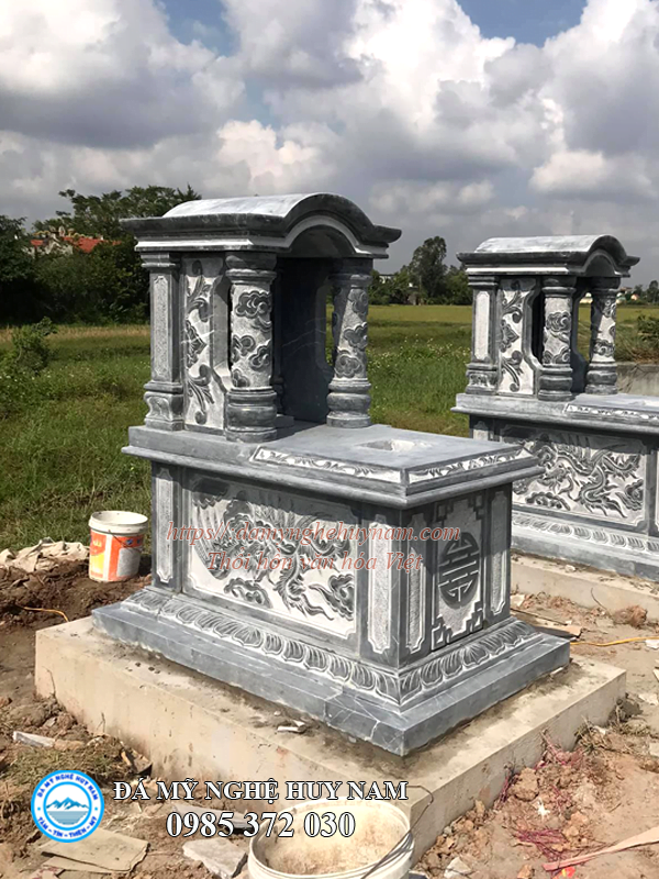 Tư vấn chọn mộ đá đẹp cho khuôn viên nhỏ sao cho phù hợp nhất 3 Mẫu mộ đá mái vòm, Mẫu mộ đá một mái vòm chạm rồng phượng