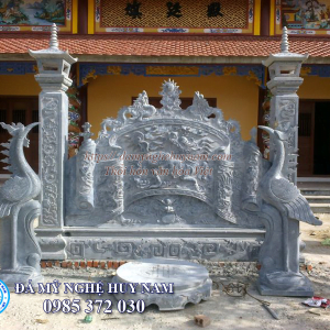 Cuốn thư đá có cột cho nhà thờ họ - mẫu bình phong đá đẹp