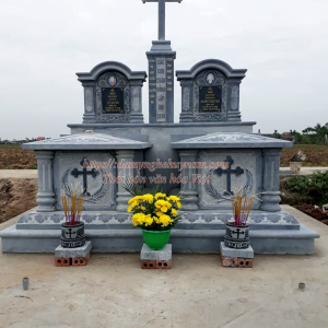 Mẫu Mộ công giáo đá-Mộ đạo đá đôi đẹp MĐ-099