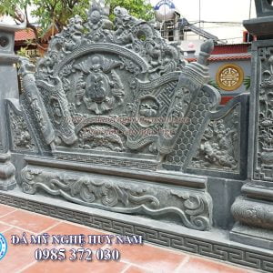 Cuốn thư đá có cột, bình phong đá xanh rêu, cuốn thư nhà thờ,Mẫu cuốn thư đá đẹp làm từ đá xanh rêu