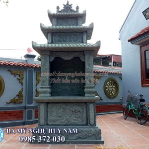 Mẫu lăng mộ đá xanh rêu ba đao mây - Đá mỹ nghệ Huy Nam