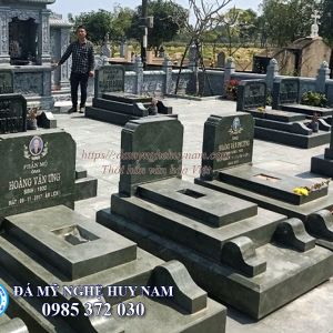 Mẫu mộ đá đơn giản, mộ đá hiện đại làm từ đá xanh rêu