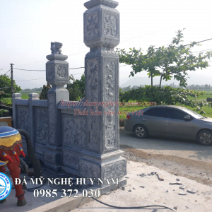 cổng đá nhà thờ họ, cong da,Xây cổng đá tứ trụ và hàng dào lan can đá đẹp cho nhà thờ