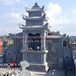 Lắp đặt khu lăng mộ đá bạt băm cao cấp tại Ba Đồn - Quảng Bình 19 Báo giá mẫu mộ đá ba mái đao đẹp, uy nghi
