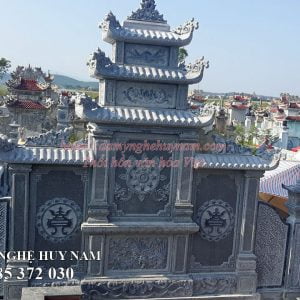 Lắp đặt khu lăng mộ đá bạt băm cao cấp tại Ba Đồn - Quảng Bình 15 Mặt sau lăng thờ đá đẹp