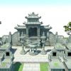 Bản vẽ Thiết kế 3D Phối cảnh Khu lăng mộ đá xanh rêu diện tích 150m2