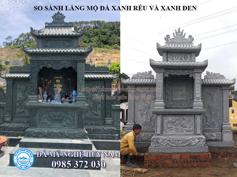 Tại sao nên chọn đá xanh đen để làm các công trình tâm linh? So sánh lăng mộ đá xanh rêu và lăng mộ đá xanh đen