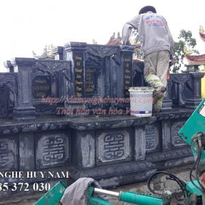 Hoàn thành lắp đặt khu lăng mộ đá đẹp cho họ Hồ - Chi 1 tại Hoàng Mai, Nghệ An 2 mộ 5 đá kèm lăng thờ đá