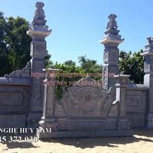 Mẫu cuốn thư đá và Cổng tứ trụ bằng đá