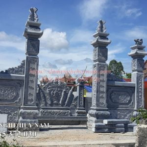 Hoàn thành lắp đặt khu lăng mộ đá đẹp cho họ Hồ - Chi 1 tại Hoàng Mai, Nghệ An 10 Mẫu Cổng đá tứ trụ đẹp