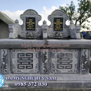 Lắp đặt mộ đá đôi - Mộ bành đôi tại Thái Bình MĐ-123