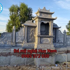 Lắp đặt khu lăng mộ đá đẹp cho chi họ Đậu tại xã Diễn Tháp - Diễn Châu - Nghệ An 13 Lăng thờ đá đẹp là nơi thờ chung của khu lăng có kích thước 7,2m, cung bài vị 1,55x1,07m. Được thiết kế mẫu 2 mái đá đẹp