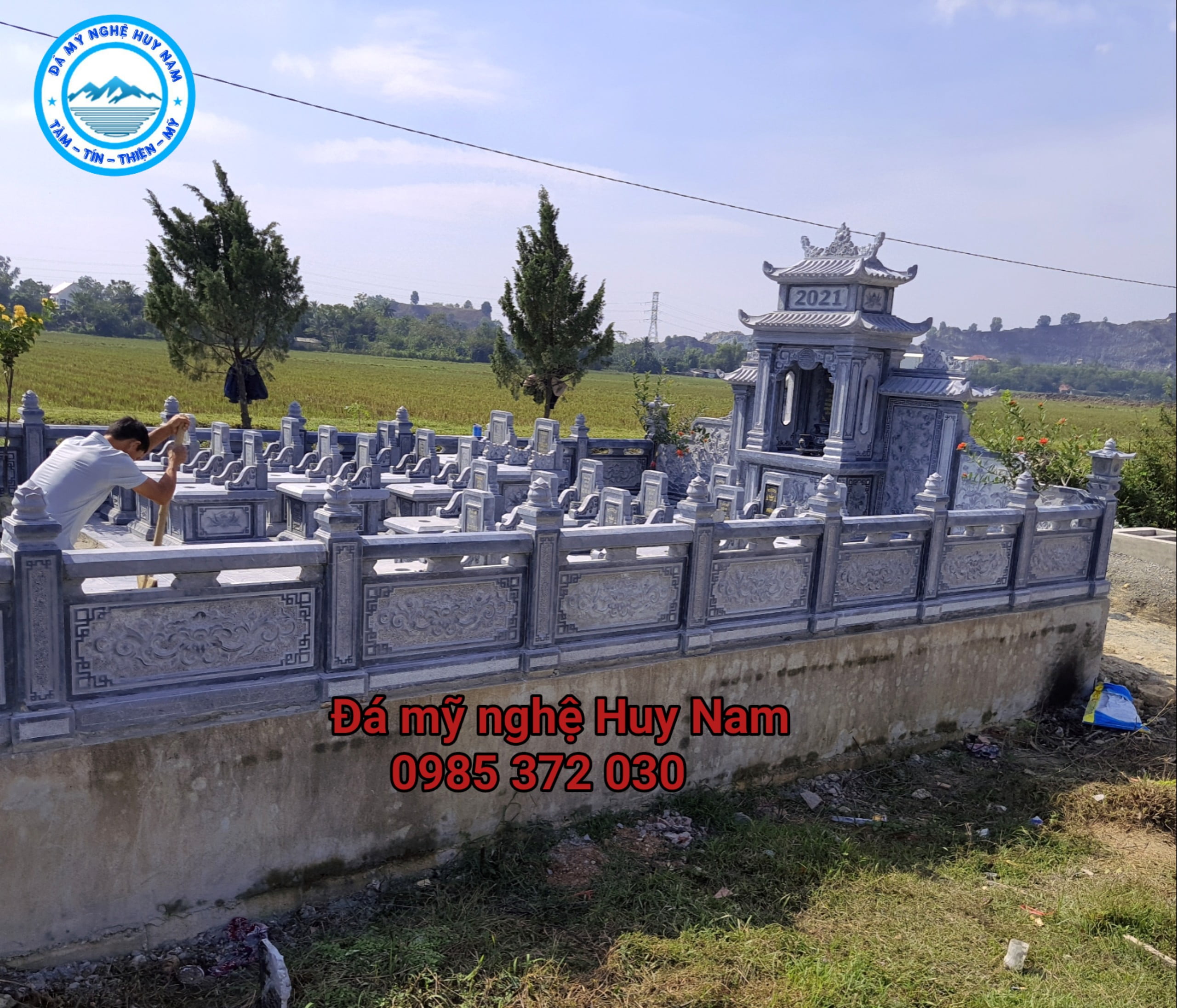 Lắp đặt Khu lăng mộ đá chi họ Lê Văn tại xã Tế Lợi, Nông Cống, Thanh Hoá 8 thi công khu lăng mộ đá xanh