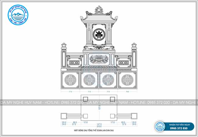Lắp đặt lăng mộ Cụ ông Phạm Văn Đáp tại xã Trà Giang, Kiến Xương, Thái Bình 5 bản vẽ lăng mộ đá