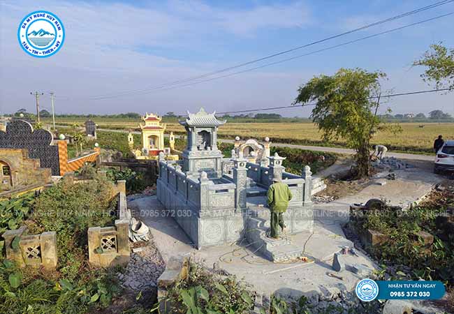 Lắp đặt lăng mộ Cụ ông Phạm Văn Đáp tại xã Trà Giang, Kiến Xương, Thái Bình 13 lắp đặt lăng mộ đá