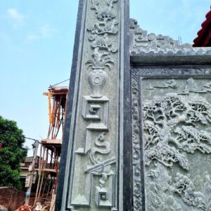 Cột đồng trụ đá bằng đá xanh rêu nguyên khối cho nhà thờ họ tại Phố Dâu, Thuận Thành, Bắc Ninh 56 cot dong da 1