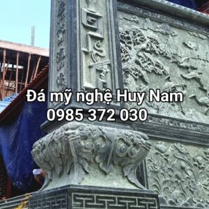 Cột đồng trụ đá bằng đá xanh rêu nguyên khối cho nhà thờ họ tại Phố Dâu, Thuận Thành, Bắc Ninh 46 cot dong da 11