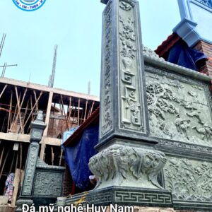 Cột đồng trụ đá bằng đá xanh rêu nguyên khối cho nhà thờ họ tại Phố Dâu, Thuận Thành, Bắc Ninh 44 cot dong da 13
