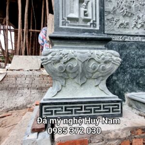 Cột đồng trụ đá bằng đá xanh rêu nguyên khối cho nhà thờ họ tại Phố Dâu, Thuận Thành, Bắc Ninh 43 cot dong da 14
