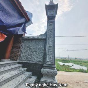Cột đồng trụ đá bằng đá xanh rêu nguyên khối cho nhà thờ họ tại Phố Dâu, Thuận Thành, Bắc Ninh 41 cot dong da 16