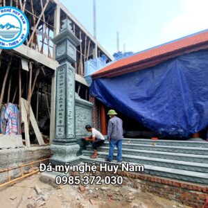 Cột đồng trụ đá bằng đá xanh rêu nguyên khối cho nhà thờ họ tại Phố Dâu, Thuận Thành, Bắc Ninh 39 cot dong da 18