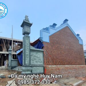 Cột đồng trụ đá bằng đá xanh rêu nguyên khối cho nhà thờ họ tại Phố Dâu, Thuận Thành, Bắc Ninh 38 cot dong da 19
