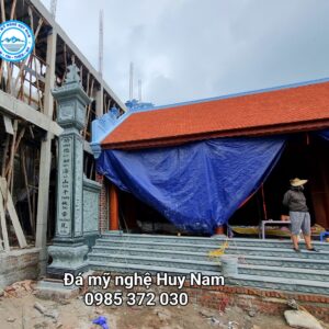 Cột đồng trụ đá bằng đá xanh rêu nguyên khối cho nhà thờ họ tại Phố Dâu, Thuận Thành, Bắc Ninh 36 cot dong da 21