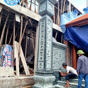 Cột đồng trụ đá bằng đá xanh rêu nguyên khối cho nhà thờ họ tại Phố Dâu, Thuận Thành, Bắc Ninh 51 cot dong da 6