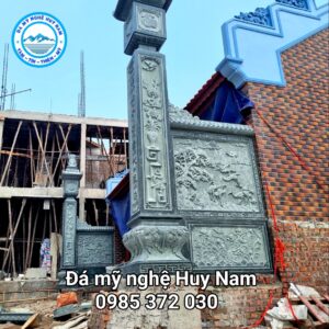 Cột đồng trụ đá bằng đá xanh rêu nguyên khối cho nhà thờ họ tại Phố Dâu, Thuận Thành, Bắc Ninh 48 cot dong da 9