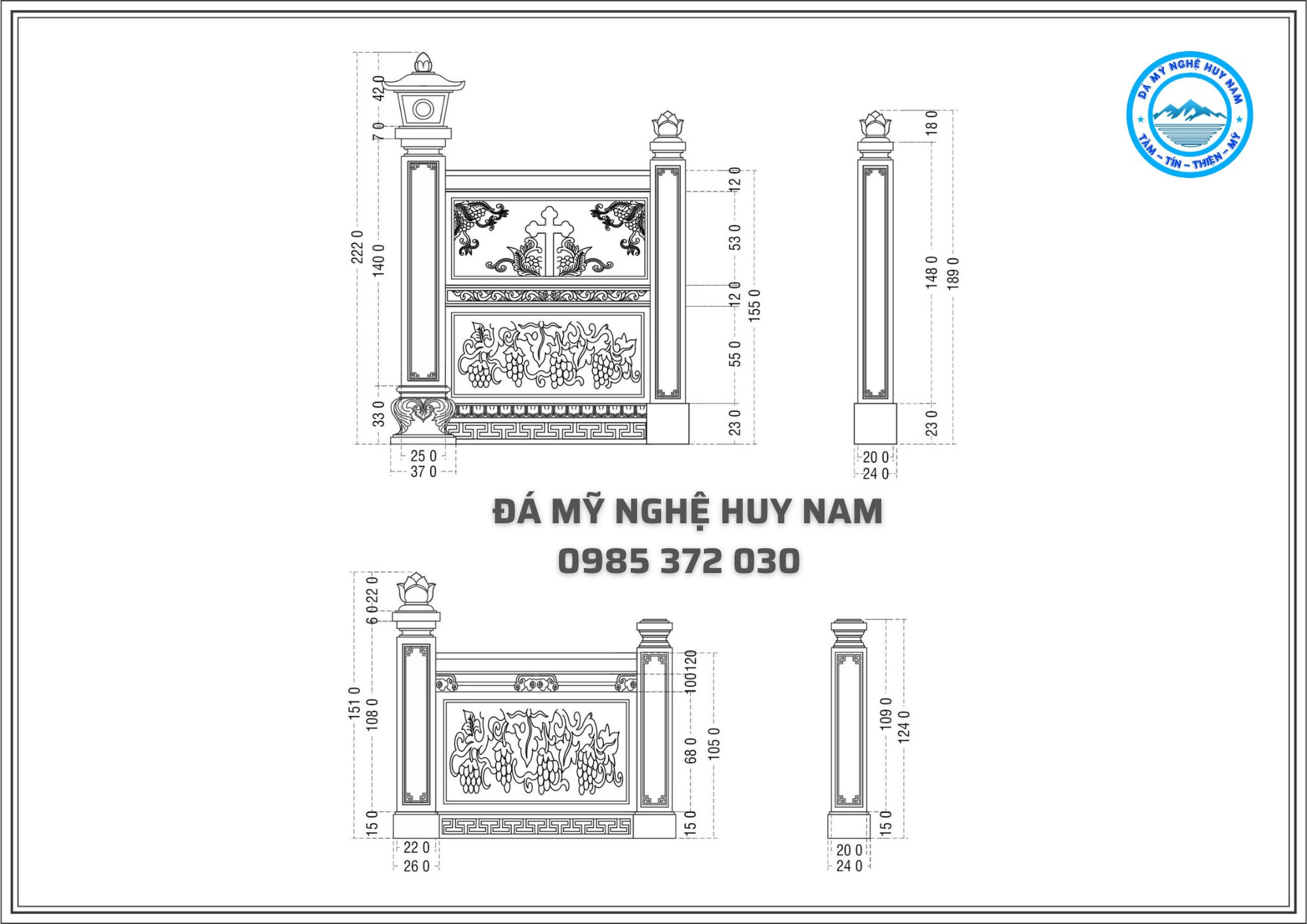 Tổng hợp Phối cảnh 3D và Thiết kế khuôn viên khu lăng mộ đá gia đình đẹp - Mộ đá đẹp Huy Nam 16 2