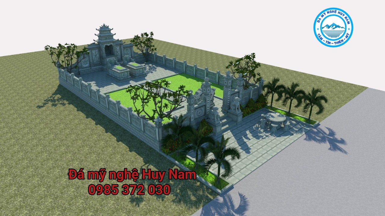 Tổng hợp Phối cảnh 3D và Thiết kế khuôn viên khu lăng mộ đá gia đình đẹp - Mộ đá đẹp Huy Nam 12 thiet ke khu lang mo gia dinh chu Trinh tai Dien Chau Nghe An 5
