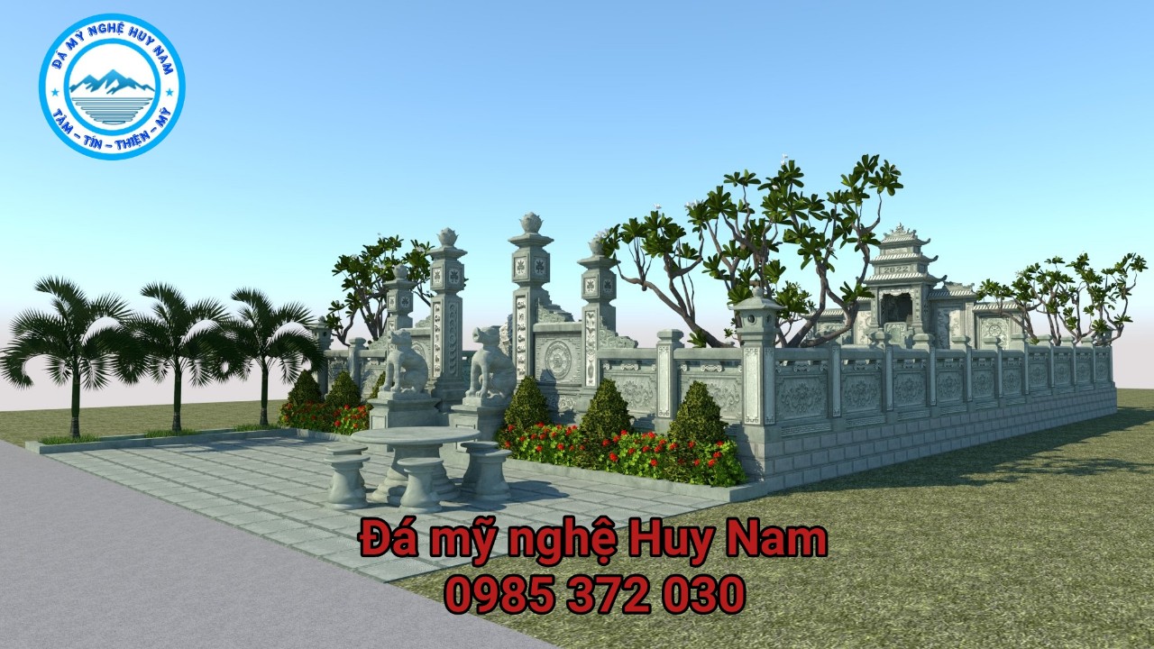 Tổng hợp Phối cảnh 3D và Thiết kế khuôn viên khu lăng mộ đá gia đình đẹp - Mộ đá đẹp Huy Nam 14 thiet ke khu lang mo gia dinh chu Trinh tai Dien Chau Nghe An 7