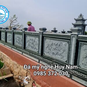 Mẫu Lan can đá chế tác bằng đá xanh rêu