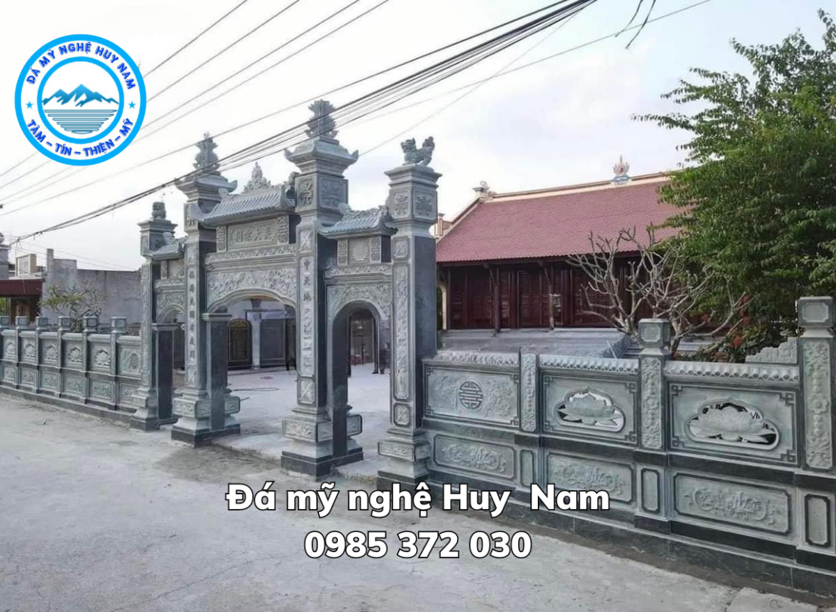 Mẫu Cổng đá tam quan đẹp phù hợp với nhà thờ họ, đình, chùa
